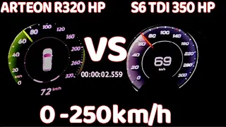 2020 Audi s6 tdi  350 hp vs VW ARTEON R 320 HP DragRace RollingRace  0 250| 100-200 km/h