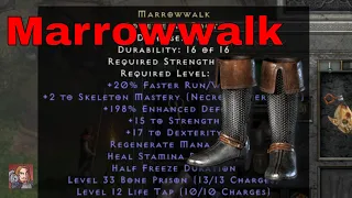 D2R Unique Items - Marrowwalk (Boneweave Boots)