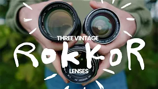 Three Vintage Rokkor Lenses + One Fujifilm Camera