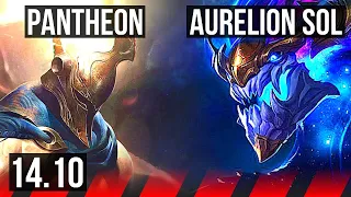 PANTHEON vs AURELION SOL (TOP) | 1800+ games, 12/2/5, Godlike, Rank 15 Panth | KR Master | 14.10