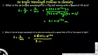 De Broglie Wavelength Problems In Chemistry - Physical Electronics