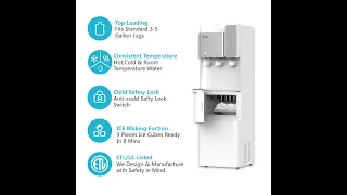 BYCZ565 Aquart Compressor Hot and Cold Water Dispenser Ice Maker with Child Safety Lock LCD Display