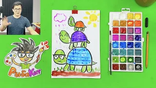Как нарисовать ЧЕРЕПАХУ - урок рисования для детей