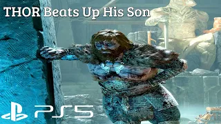 God of War PS5 - THOR Beats Up & Kills His Son Almost For Losing Vs Kratos Scene (4K Ultra HD) PS5