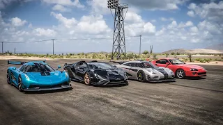 Forza Horizon 5 Drag race: Koenigsegg Jesko vs Lamborghini Sian 1500HP vs One:1 vs Supra RZ 1600HP