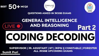 Coding Decoding: Questions asked by JKSSB || Best 50+ MCQs || RPF SSC  JKSSB JKPSC Exams PART 2