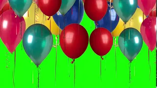 Переход - Воздушные шары - футаж на зеленом фоне