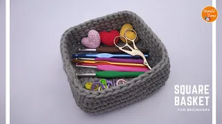 How to Crochet a Square Basket With T-shirt Yarn