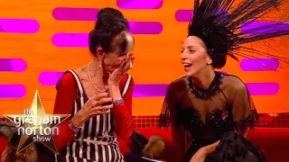 Lady Gaga Wears June Brown's Book As A Hat | The Graham Norton Show