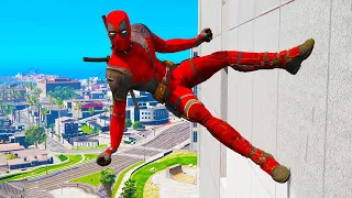 GTA 5 Falling off Highest Buildings #41 - GTA Deadpool Mod Gameplay