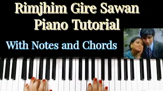 Rim Jhim Gire Sawan Piano Tutorial with Notes and Chords @Piano Beats Manvi