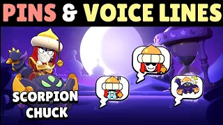 Desert Scorpion Chuck All Animated Pins & Voicelines | Brawl Stars | Season 24