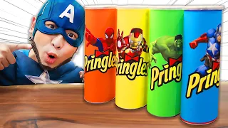 Making Pringles with Superheros dance!│프링글스 그림 그리면 슈퍼히어로 댄스 춤 춘다고?!│럭키강이 LuckyKangi