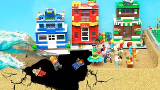 Lego Landslide & Surprise Sinkhole Experiment - Lego City - Lego Dam Breach Experiment