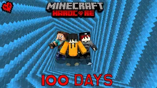 We Survived 100 Days in a 1x1 BORDER in OCEAN ONLY WORLD in Minecraft Hardcore..