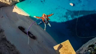 600 foot Insane Rope Swing over SHIPWRECK!!! - in Greece in 4K! | DEVINSUPERTRAMP