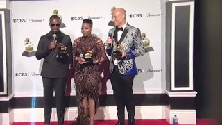 Wouter Kellerman - Zakes Bantwini- Nomcebo Zikode - Winners room - 65th GRAMMY Awards