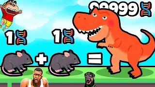 SHINCHAN upgrading Noob Animals to GOD Dinosaur in life evolve with Franklin & Chop | DREAM SQUAD