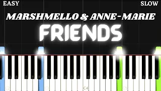 Marshmello & Anne-Marie - FRIENDS | EASY Piano Tutorial + [ FREE MIDI FILE DOWNLOAD ]