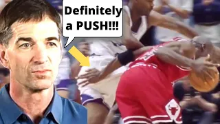 The GREATEST  Push Off of All Time by Jordan!  John Stockton REACTS! #michaeljordan #nbashorts