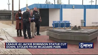 Vandals cut down steal League 42's Jackie Robinson statue