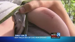 Toddler falls out of moving car