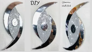 DIY Glamorous Metallic Silver 20’ Inch Long Wall Clock Using Hula Hoops & Crushed Glass 2020 #WithMe