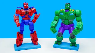 Crafting CLAY TRANSFORMER ROBOT in Superhero mod - Spiderman & The Hulk