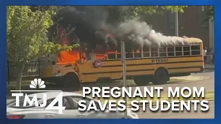 Pregnant mother saves students from burning school bus