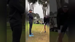 Phil Mickelson hits a flop-shot over Steph Curry #shorts
