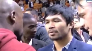 Manny Pacquiao Floyd Mayweather Meet Face to Face, Miami Heat Game January 27 2015