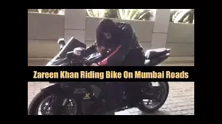 Zareen Khan enjoys Bike Riding On Mumbai Roads