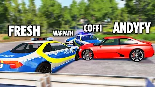 BeamNG COPS & ROBBERS ONLINE - КОП КОФФИ ФРЕШ И ВАРПАЧ В ПОГОНЕ ЗА ДИКИМ АНДРЕЕМ!