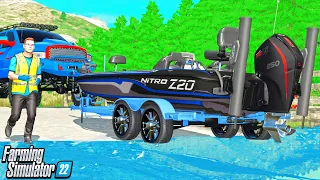 I STOLE THIS BASS FISHING BOAT AND HIT THE LAKE | CAN WE MAKE MILLIONS? FARMING SIMULATOR 22