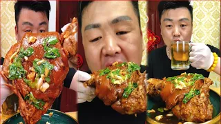 Mukbang ASMR Taste delicious food | Xiaofeng Eating Braised elbow Pork Big