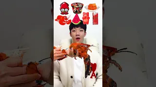 Random Red food MUKBANG🦞🍉 #shorts