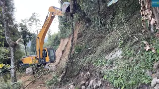 Final Step-Remote Mountain Village Road Work with Hyundai Excavator