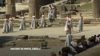 Rehearsal at Ancient Olympia ahead of Paris 2024 Olympics lighting ceremony