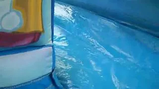 Joey going down the water slide