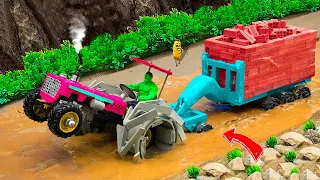 Diy making tractor trolley full brick loading is stuck in the mud | DIY special wheel | @Sunfarming