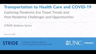 STRIDE Webinar: Transportation to Health Care and COVID-19