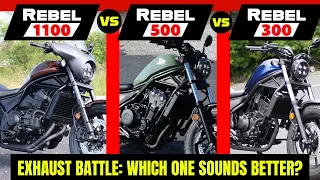 New Honda Rebel 300 VS 500 VS 1100 Exhaust Sound Comparison | Which Engine Sounds Better?