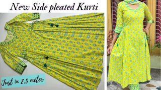 New Trendy Side Pleated Kurti Cutting and Stitching /Kurti Design