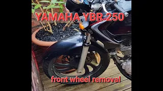 How to remove the front wheel on Yamaha YBR 250? ENG SUB. No music.