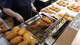 only $0.8!! Full of delicious fillings. 9 flavors of Korean croquettes. / Korean street food