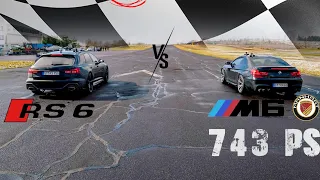 BMW vs Audi || RS6 vs M6 von Manhart (743PS) - Drag Race