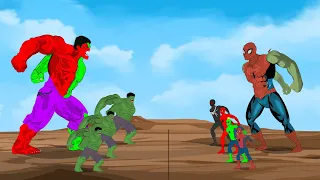 Evolution of Color Team Hulk vs Evolution of Color Team Spider-Man|SUPER HEROES MOVIE ANIMATION [HD]