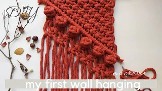 My first macrame wall hanging tutorial: DIY easy mini red wall hanging pattern for total beginners