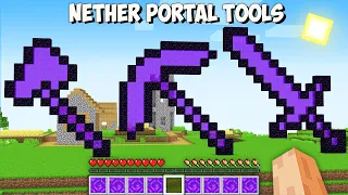 Which GIANT NETHER PORTAL TOOL is BETTER in Minecraft? I found THE BIGGEST TOOL PORTAL!