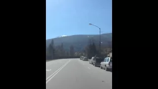 Driving in Sofia with a mountain view